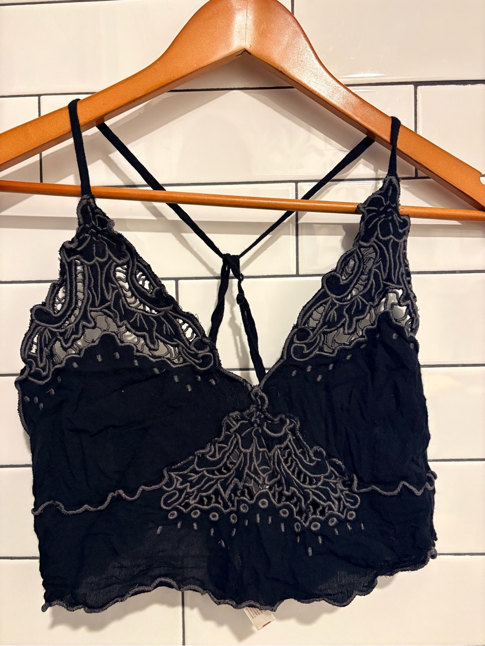 Free People Black Lace Bralette Tank L - Picture 5 of 7
